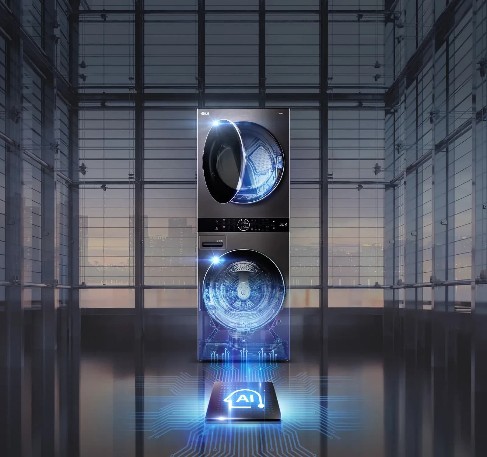 Innovation in washing clothes in a tower format