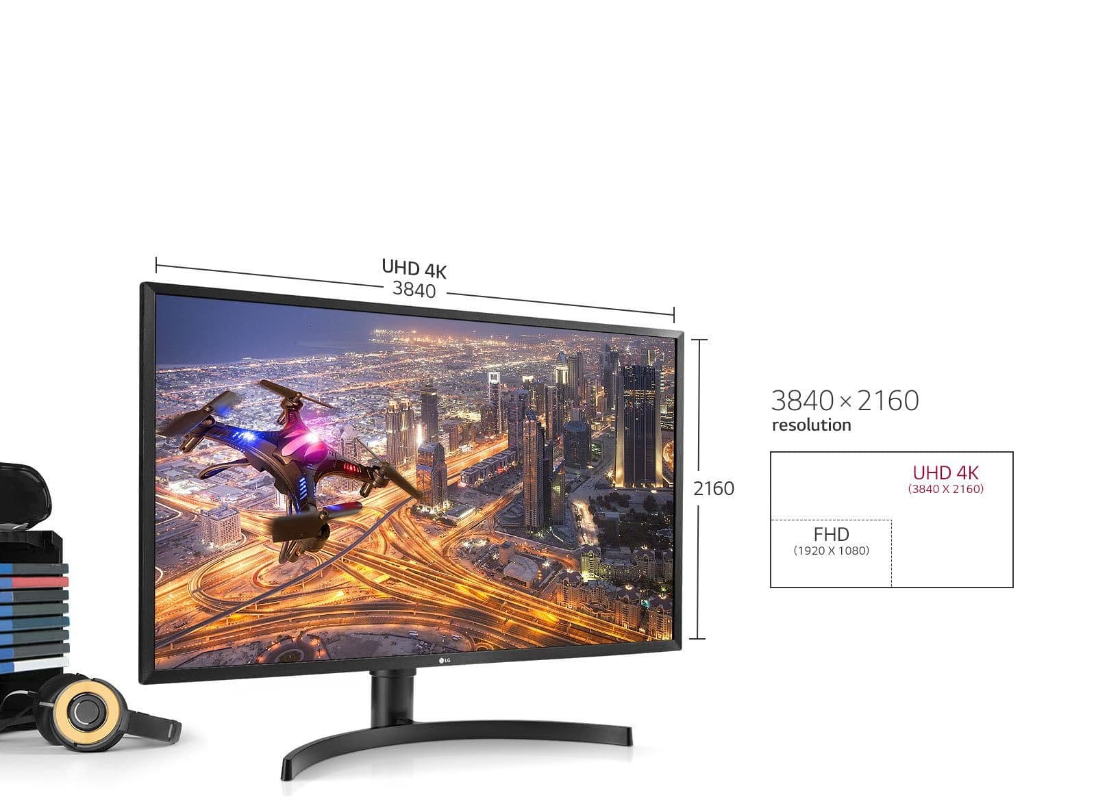 31.5 "UHD 4K (3840 x 2160) Fully immersed in a large screen