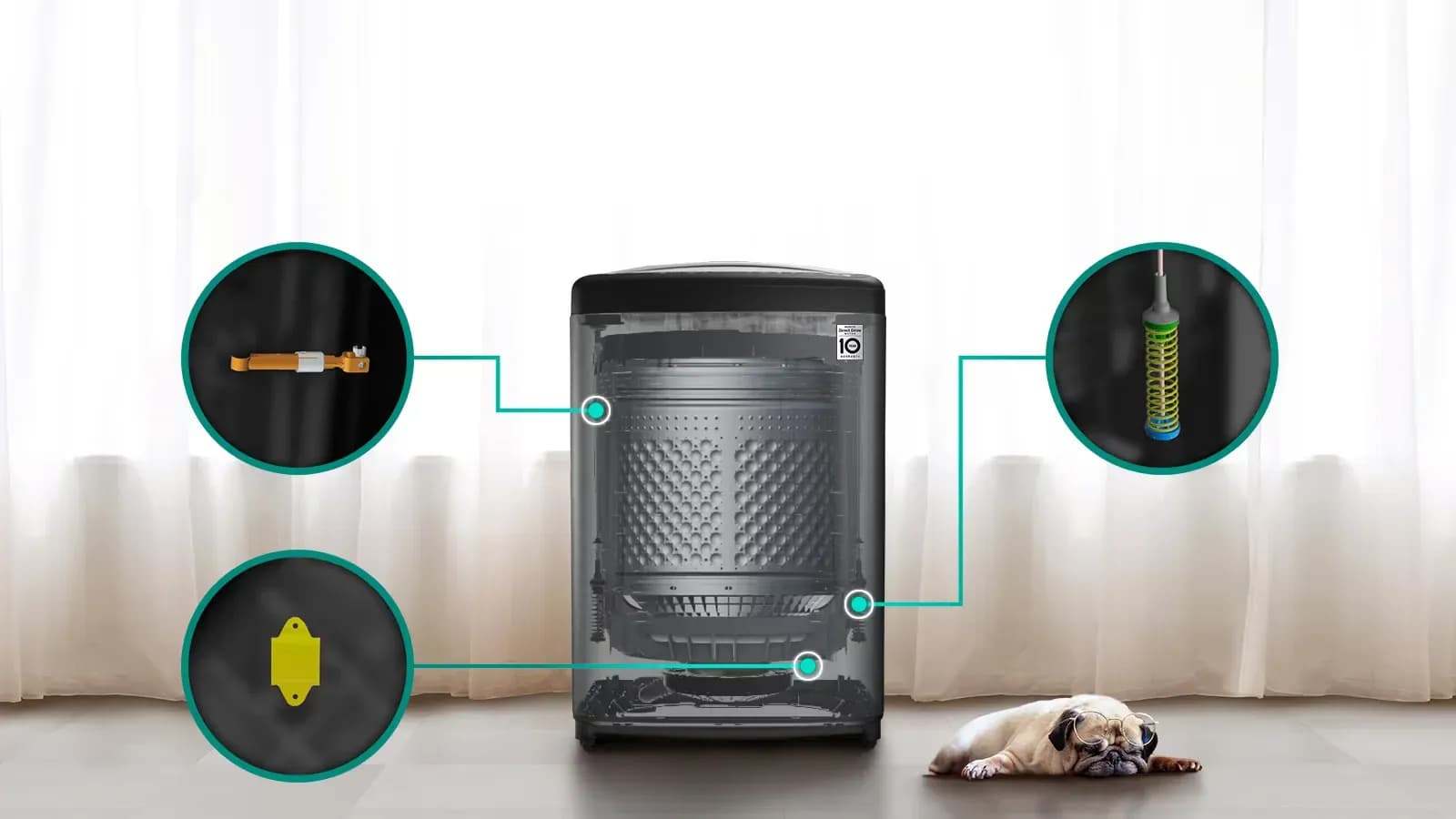The washing machine works smoothly.